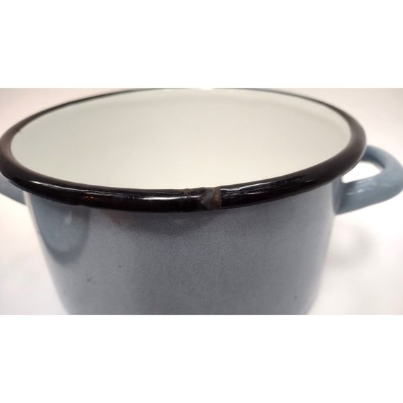 Enamel Ware Pot Light Blue 7 Inches Wide 4 Inches High 7 Inches Diameter Vintage - Picture 4 of 6